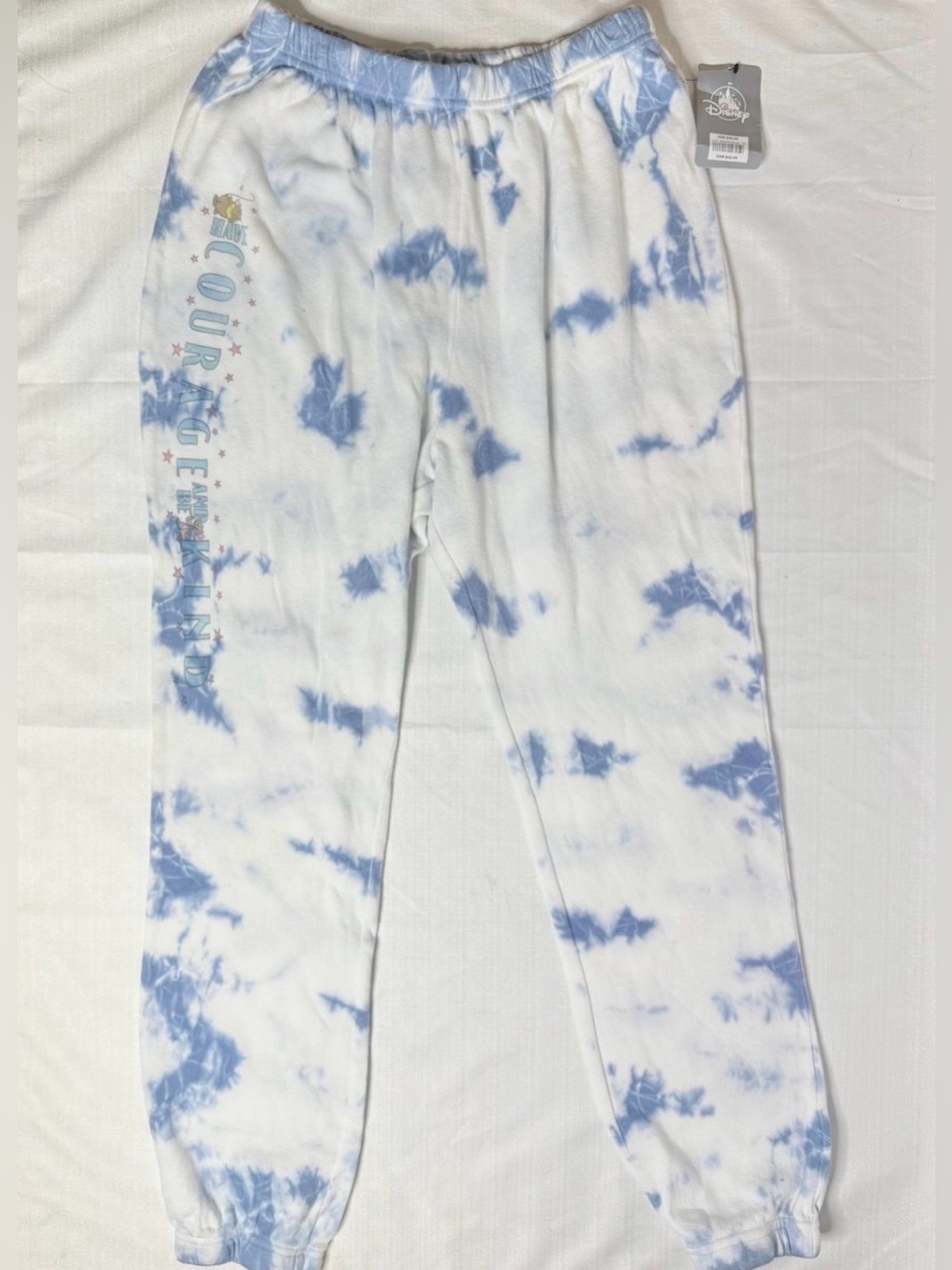 Disney x Junk Food Women’s Cinderella Blue Tie-Dye Joggers Large New